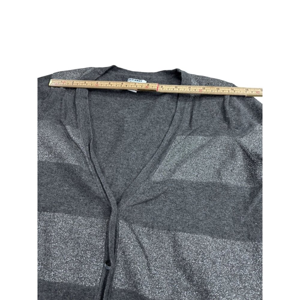 Old Navy Womens Gray Striped Button-Up Cardigan Sweater L - Picture 8 of 10